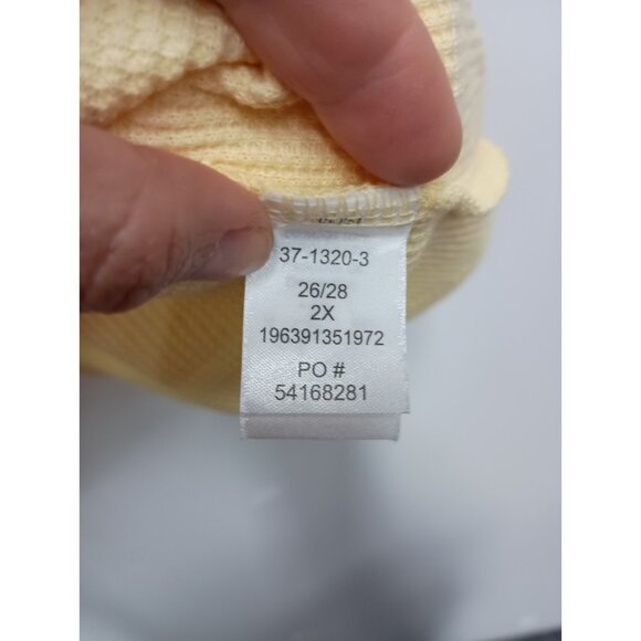 Woman Within Womens BOHO Top Size 2X Yellow Embroidered Floral Henley Thermal - Picture 4 of 8